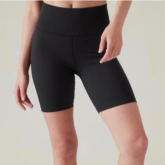 NWT! Athleta Aurora Ribbed 7” Biker Short  Size: XS  Color: Black - Picture 1 of 6